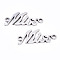 Non-Tarnish 201 Stainless Steel Link Connectors, Laser Cut, Word Miss, Stainless Steel Color, 8.5x20x1mm, Hole: 1.5mm