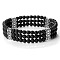 Round Natural Lava Rock & Alloy Multi-Strand Beaded Stretch Bracelets for Women Men