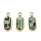 Natural African Turquoise(Jasper) Rectangle Charms, with Ion Plating(IP) 304 Stainless Steel Findings, Real 18K Gold Plated, 12.5x5.5x2.5mm, Hole: 1.5mm