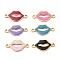 304 Stainless Steel Enamel Connector Charms, Lip Links, Ion Plating(IP), Golden, Mixed Color, 9.5x19x1mm, Hole: 1.5mm