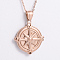 Vintage Compass Stainless Steel Pendant Necklaces, Rose Gold
