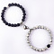8mm Round Gemstone Beaded Bracelets, Magnitic Heart Couple Bracelets