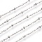 Tarnish Resistant 304 Stainless Steel Cable Chains, Satellite Chains, with Rondelle Beads, Soldered, Flat Oval, Stainless Steel Color, Link: 2.5x2x0.5mm, Bead: 2.5x1.5mm