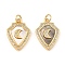 Brass Cubic Zirconia with Shell Pendants, Long-Lasting Plated, Lead Free & Cadmium Free, Shield with Moon, Real 18K Gold Plated, 20.5x15x6mm