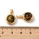 Плоские круглые подвески из латуни с натуральным тигровым глазом KK-M270-39G-01-3