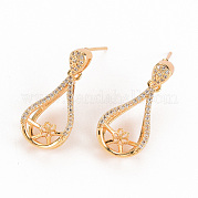 Серьги из латуни с микропейвом и прозрачным фианитом KK-S356-254-NF
