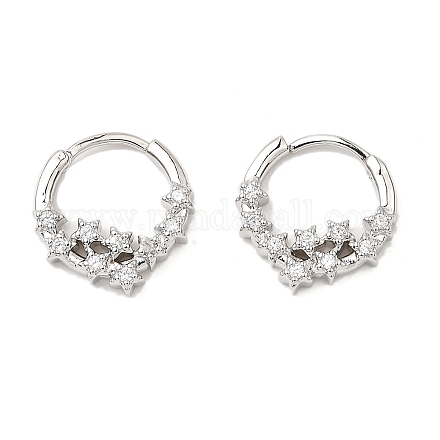 Серьги-кольца из латуни с микропаве и цирконием EJEW-L270-28P-1