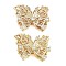 Brass Micro Pave Clear Cubic Zirconia Beads, Cadmium Free & Nickel Free & Lead Free, Butterfly, Real 18K Gold Plated, 18x24x8.5mm, Hole: 2.5mm