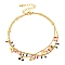 Boho 304 Stainless Steel Enamel Anklets, Double Layer Anklets, Heart, 7-7/8~8-1/4 inch(20~21cm)