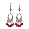 Halloween Skull Dyed Synthetic Turquoise & Alloy Dangle Earrings, Brass Jewelry for Women, Red, 83x27.5mm
