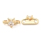 Brass Connector Charms, Cadmium Free & Nickel Free & Lead Free, with Clear Glass, Oval Links with Deer, Real 18K Gold Plated, 5x10x5mm, Hole: 1.2mm