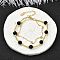 Natural Obsidian Bracelets, Brass Multi-srand Bracelets for Women, Long-Lasting Plated, 7 inch(17.8cm)~7-3/8 inch(18.6cm)