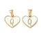 304 Stainless Steel Pave Natural White Shell Heart with Initial Slice Pendants, Ion Plating(IP), Golden, Letter Q, 14x16x2mm, Hole: 4.5x3mm