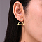 Brass Pave Clear Cubic Zirconia Hollow Triangle Stud Earrings, Golden, 16x19mm