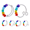 10Pcs 2 Style Rainbow Color Glass Beaded Rotating Open Cuff Rings Set, 201 Stainless Steel Wire Wrap Rings for Anxiety Stress Relief, Stainless Steel Color, US Size 8 3/4(18.7mm), 5Pcs/style