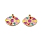 Ion Plating(IP) 316 Surgical Stainless Steel Charms, Nickel Free, with Enamel, Eye Charm, Real 18K Gold Plated, Colorful, 10x12x1mm, Hole: 1mm