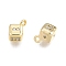 Brass Pave Clear Cubic Zirconia Charms, Nickel Free, Dice, Real 18K Gold Plated, 9.5x6.5x5.5mm, Hole: 1.2mm