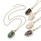 Bullet Natural Mixed Gemstone Pendant Necklaces, with Stainless Steel Chains, Golden, 23.62 inch(60cm)
