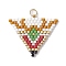Handmade MIYUKI Delica Seed Loom Pattern, Triangle Pendant with 304 Stainless Steel Jump Rings, Colorful, 21x25x1.8mm, Hole: 2.5mm