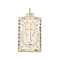 Real 18K Gold Plated Brass Micro Pave Cubic Zirconia Pendants, Cadmium Free & Nickel Free & Lead Free, with Glass and Enamel, Rectangle with Cross, Lilac, 49x28x2mm, Hole: 3x5mm