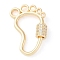 Rack Plating Brass Micro Pave Cubic Zirconia keychain Clasps, Cadmium Free & Nickel Free & Lead Free, Footprint, Golden, 27x19mm