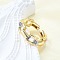 Brass Micro Pave Clear Cubic Zirconia Cuff Rings for Women, Cadmium Free & Lead Free, Column, Real 18K Gold Plated, 7.5mm, Inner Diameter: Adjustable
