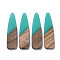 Resin & Walnut Wood Big Pendants, Bullet, Turquoise, 66~66.5x17x3~3.5mm, Hole: 1.6mm