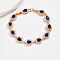 Cubic Zirconia Teardrop Link Chain Bracelet, Real 18K Gold Plated Brass Bracelet, Medium Blue, 7-5/8 inch(19.5cm)