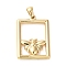 Golden Plated 304 Stainless Steel Pendants, Insect Theme Charms, Rectangle, 29.5x20x3mm, Hole: 5x3mm