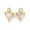 Brass Cubic Zirconia Pendants, Cadmium Free & Nickel Free & Lead Free, Triangle, Real 18K Gold Plated, 8x7.5x3.5mm, Hole: 3mm