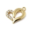 Brass Micro Pave Cubic Zirconia Pendants, Heart Shape Charms, Rack Plating, Lead Free & Cadmium Free, Real 18K Gold Plated, 14.5x14.5x2.5mm, Hole: 1.2mm