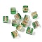 Baking Painted Handmade Gold Sand Lampwork Beads, Cube, Green, 10~11x10~11x10mm, Hole: 1.8mm