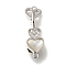 Brass Micro Pave Clear Cubic Zirconia Fold Over Clasps, Cadmium Free & Nickel Free & Lead Free, White Shell Heart, Platinum, 30mm
