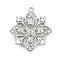 Brass Micro Pave Clear Cubic Zirconia European Dangle Charms Bails, Peg Bails, for Half Drilled Beads, Cadmium Free & Nickel Free & Lead Free, Flower Charm, Platinum, 20x18x4mm, Hole: 1.2mm, Pin: 2mmx1mm