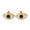 Ion Plating(IP) 316L Surgical Stainless Steel Pendants, Nickel Free, with Enamel, Real 18K Gold Plated, Evil Eye Charm, Black, 9x13x1.5mm, Hole: 1.2mm