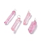 Electroplated Natural Quartz Pendants, with Silver Tone Copper Wire Wrapped, Chip, Pink, 18~31x4~7x3.5~6mm, Hole: 3~3.9mm