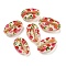 Printed Natural Shell Beads, Shell Shape, No Hole/Undrilled, Flower, 16~24x11~15x7~8mm, Hole: 1~2mm