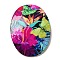 3D Printed Acrylic Pendants, for DIY Earring Necklace Making, Oval with Flower, Oval, 46.5x34x3mm, Hole: 1.8mm