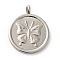 Non-Tarnish 304 Stainless Steel Pendants, Stainless Steel Color, Flat Round, Butterfly, 31x25x2mm, Hole: 4mm