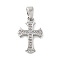 Brass Micro Pave Cubic Zirconia Pendants, Cadmium Free & Nickel Free & Lead Free, Cross Charms, Platinum, 16x10x1.5mm, Hole: 4x2.5mm