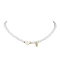 Brass Micro Pave Grade AAA Cubic Zirconia Letter Pendant Necklaces, Heart & Round Baking Painted Pearlized Glass Pearl Beaded Necklaces for Women, Letter R, 15.20 inch(38.6cm)
