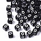Opaque Acrylic Beads, Horizontal Hole, Alphabet Style, Cube, Black & White, Letter.G, 5x5x5mm, Hole: 2mm, about 5000pcs/500g
