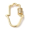 Brass Micro Pave CLear Cubic Zirconia Keychain Clasps, Quick Links, Cadmium Free & Nickel Free & Lead Free, Real 18K Gold Plated, Hamsa Hand, 31x22.5x2.5mm