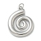 Rack Plating Brass Pendants, Long-Lasting Plated, Lead Free & Cadmium Free, Vortex Charms, with Jump Ring, Platinum, 25x20x3.5mm, Hole: 3mm