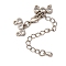 Brass Micro Pave Clear Cubic Zirconia Chain Extender, with Chain and Clasps, Cadmium Free & Nickel Free & Lead Free, Platinum, 80mm