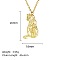 Stainless Steel Geometric Artistic Hollow Animal Pendant Necklaces, Clavicle Chain Necklaces for Women, Golden, Cat Shape, 17.72 inch(45cm)