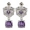Rack Plating Brass Micro Pave Cubic Zirconia Dangle Stud Earrings, Flower, Dark Orchid, 26.5x14.5mm