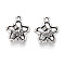 Tibetan Style Alloy Charms, with Rhinestone, Flower & Butterfly, Antique Silver, 15x13x5mm, Hole: 1.4mm