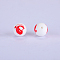 Printed Round Silicone Focal Beads, White, 15x15mm, Hole: 2mm