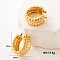 Stainless Steel Stripe Hoop Earrings, Golden, 25x25mm